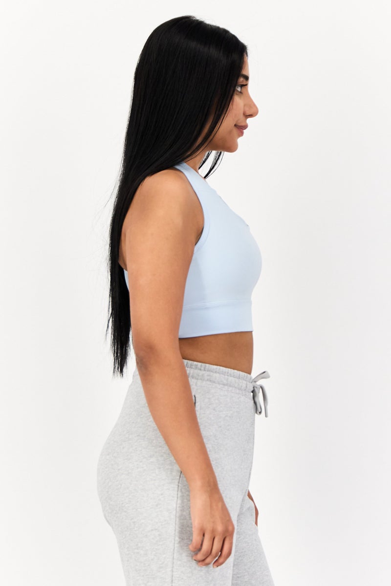 Reebok Women Brand Logo Non Padded Sports Bra, Blue - Image 2