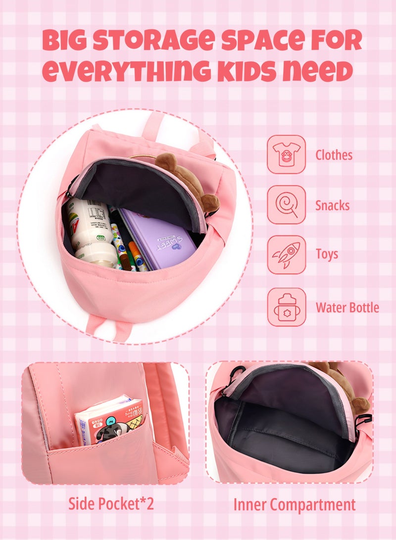 Cute Pink Teddy Bear Backpack – Lightweight Mini Travel Bag for Toddler Girls, Cartoon Animal Design, Ideal for Kindergarten, Nursery & Gifts, For Ages 2–6 - Image 2
