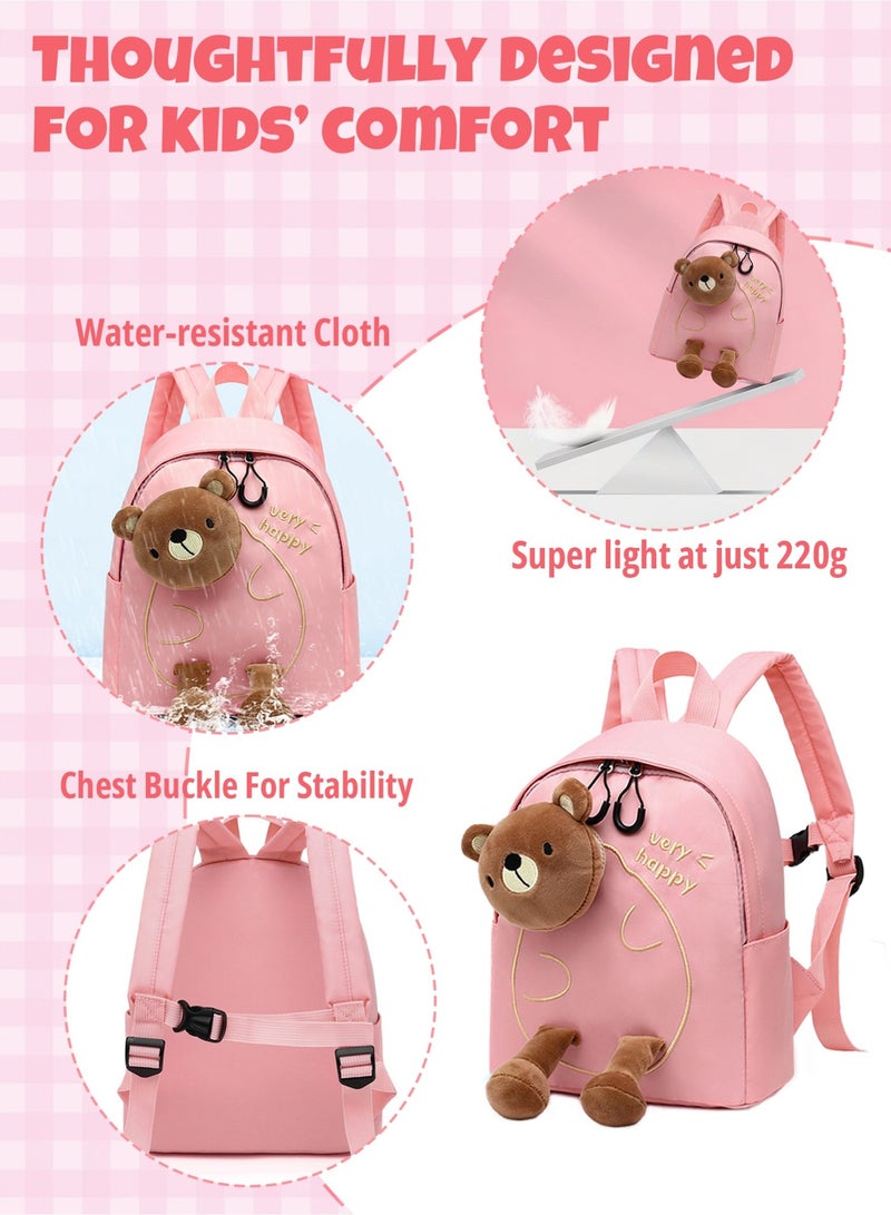 Cute Pink Teddy Bear Backpack – Lightweight Mini Travel Bag for Toddler Girls, Cartoon Animal Design, Ideal for Kindergarten, Nursery & Gifts, For Ages 2–6 - Image 3
