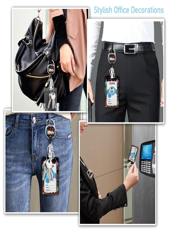 Piefly Lanyards for Id Badges, Magic Cat Badge Holder with Retractable Reel Belt Clip, Work Name Tag Lanyard Vertical ID Card Protector Case for Women Nurse Nursing Doctor Teacher Student - Image 3
