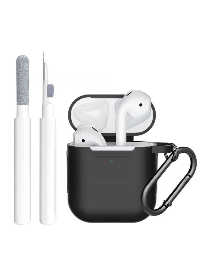 Applicable For Apple Headset Protective Cover Airpods2 Generation 1 Generation Silicone Protective Cover With Earphone Cleaning Pen Suit-Color:Dark Green-Model:Airpods2 Generation 1 Generation Protective Cover With Cleaning Pen Suit - Image 2
