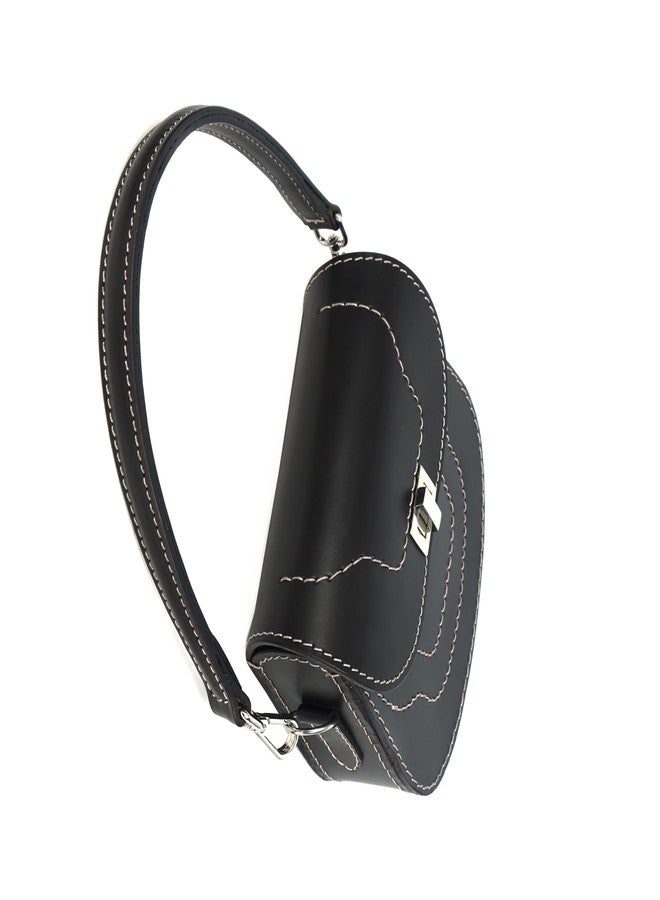 Celtic Mini Leather Shoulder Crossbody Bag with Contrast Stitch and Metal Twist Lock - Image 3