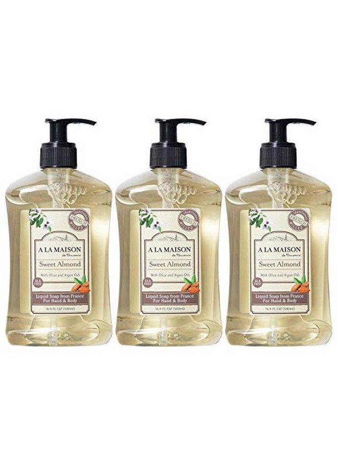 A La Maison Sweet Almond Liquid Hand Soap Triple French Milled Natural Moisturizing Soap (3 Pack 16.9 Oz Bottle) - Image 1