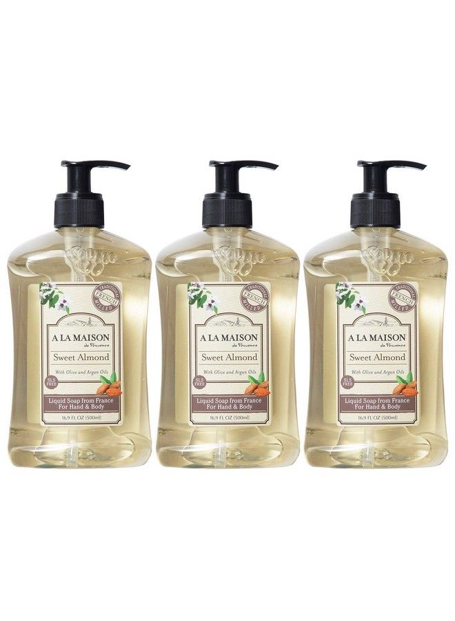 A La Maison Sweet Almond Liquid Hand Soap Triple French Milled Natural Moisturizing Soap (3 Pack 16.9 Oz Bottle) - Image 2