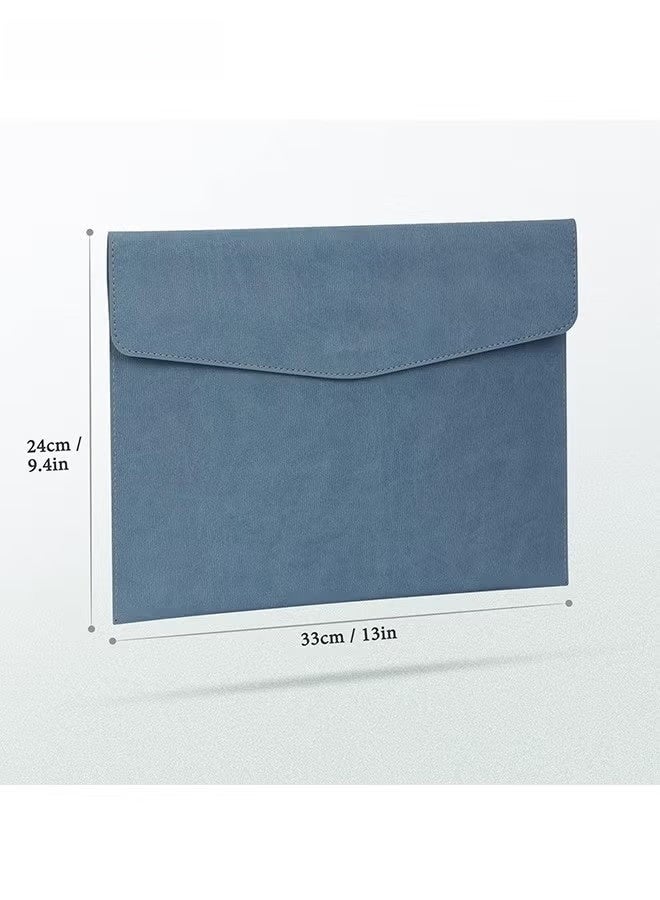 File Folder, PU Leather A4 Document Holder Organizer Filing Envelope Portfolio Case Tablet Sleeve with Magnetic Snap Closure for Home School Office Stationery (Blue) - Image 2