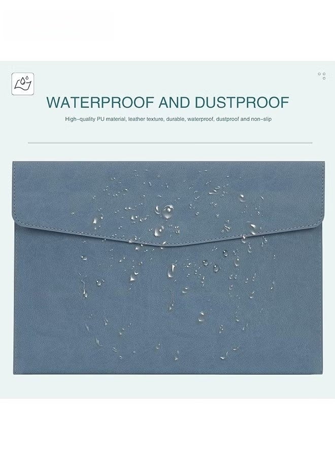 File Folder, PU Leather A4 Document Holder Organizer Filing Envelope Portfolio Case Tablet Sleeve with Magnetic Snap Closure for Home School Office Stationery (Blue) - Image 5