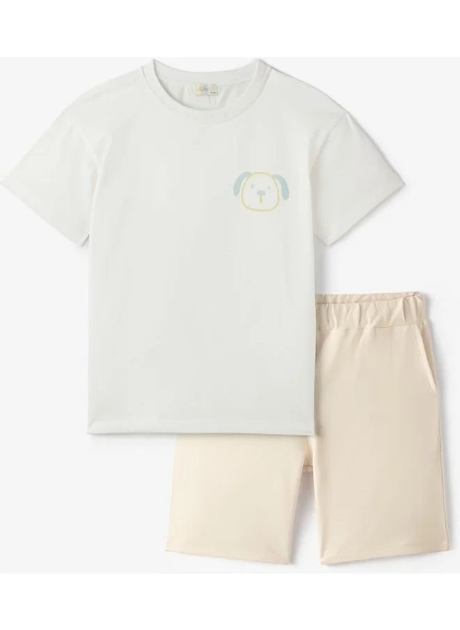 جون June Girl Tshirt Short 2 Pack Set Ecru - Stone