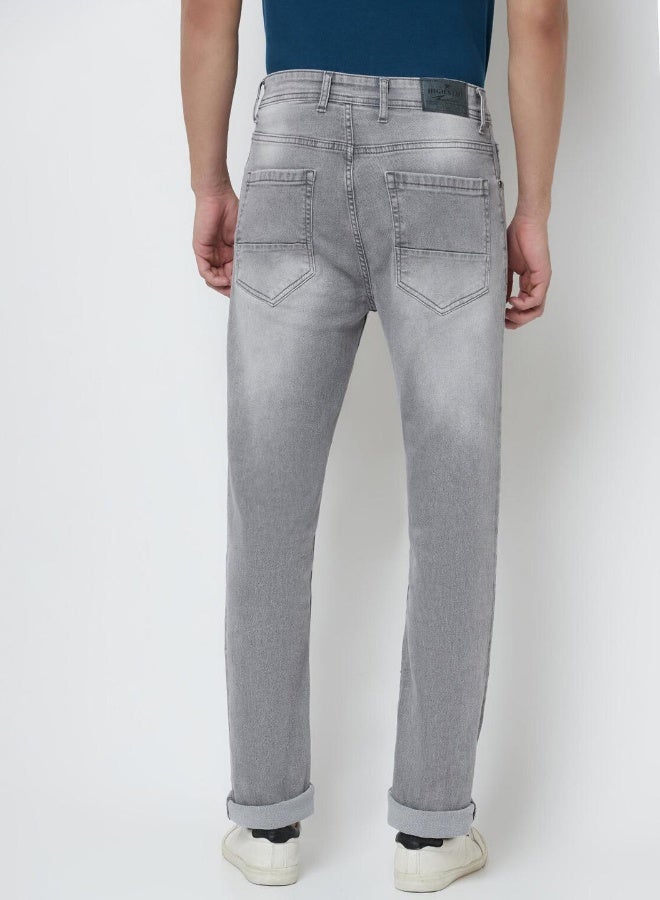 HIGH STAR Men Grey Jean Slim Fit Heavy Fade Stretchable Jeans  - Image 2