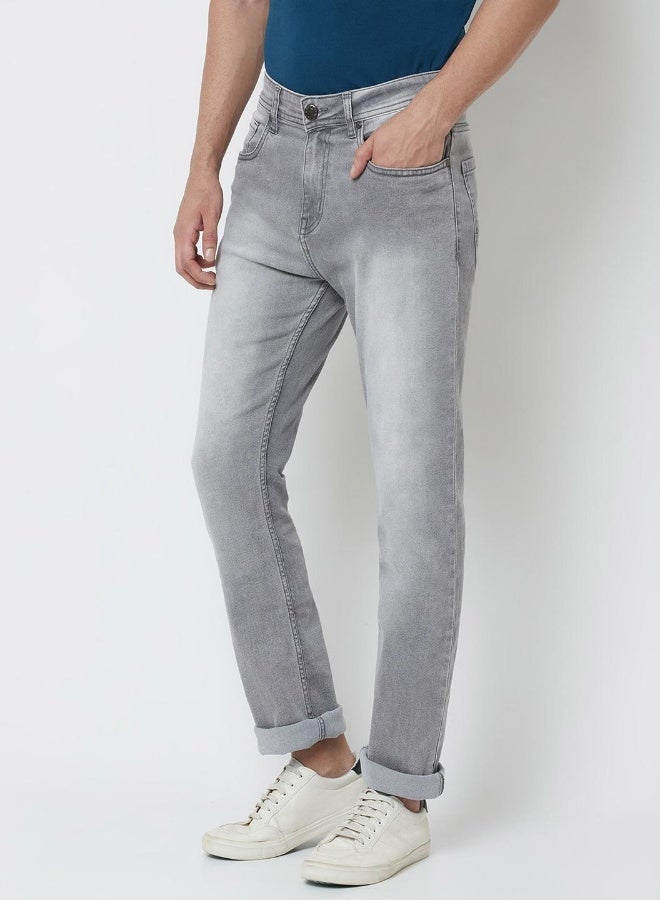HIGH STAR Men Grey Jean Slim Fit Heavy Fade Stretchable Jeans  - Image 4