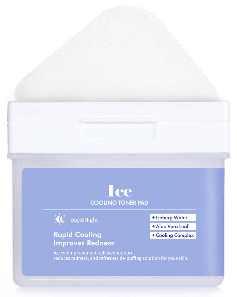 DERMAL Ice Cooling Toner Pad - Korean Soothing & Hydrating Toner Pads with Aloe Vera - After Suncare, Sunburn Relief, Redness Relief - Vegan Square, High Capacity, 120 Pads - Image 1