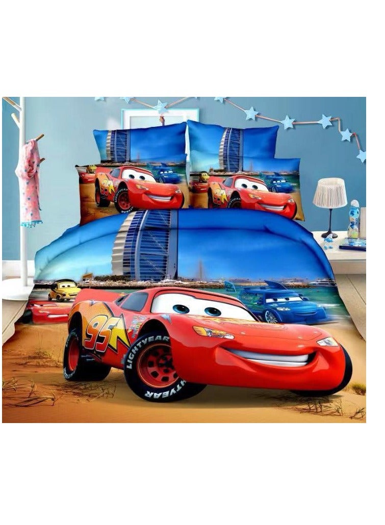 Nordic Single size Bedding Set Luxury Bed Sheets for Children with fixed Quilt Soft cotton Comforter sets classic car