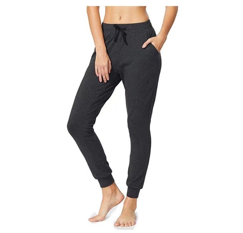 European and American womens yoga jogging pants cotton casual sports pants special offer AliExpress eBay Amazon wish foreign trade dark gray - Image 1