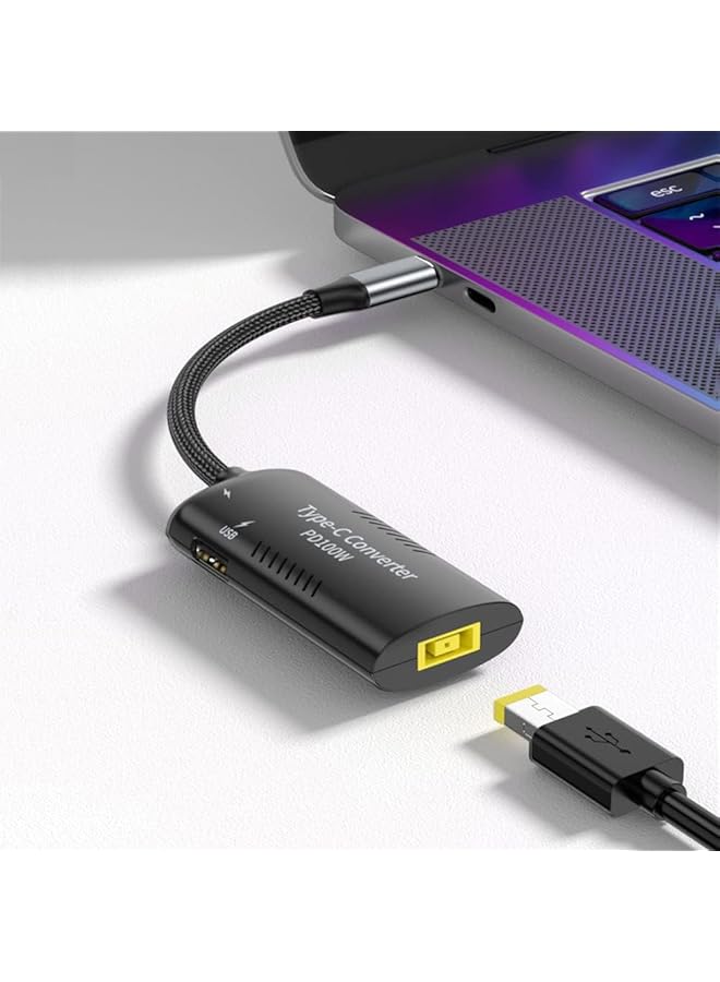 erorex Usb C To Slim Tip Adapter Pd3.0 Fast Multi Port Charging For Convert Leno Vo Square Slim Tip To Type C Power Usb If Ce And Rohs Certified Fit For Len Ovo Thinkpad Macbook Chromebook - Image 1