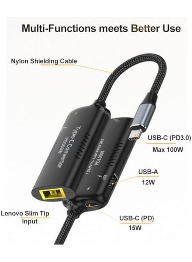 erorex Usb C To Slim Tip Adapter Pd3.0 Fast Multi Port Charging For Convert Leno Vo Square Slim Tip To Type C Power Usb If Ce And Rohs Certified Fit For Len Ovo Thinkpad Macbook Chromebook - Image 4