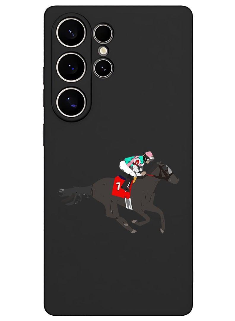 Theodor Protective Slim Fit Case Liquid Silicone Cover with Full Body Protection Anti-Scratch Shockproof Case For Samsung Galaxy S25 Ultra (Black) - Horse Riding - Image 1