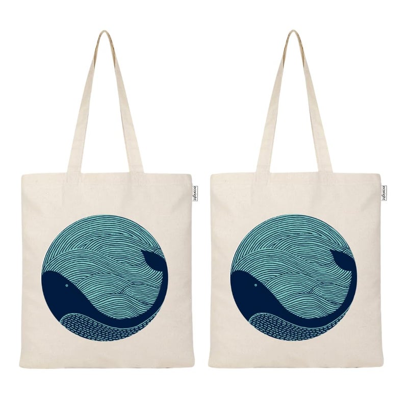 EcoRight Canvas Tote Bags for Women, College Bag for Girls, 100% Organic Cotton Tote Bag for Shopping, Travel & beach - Image 1