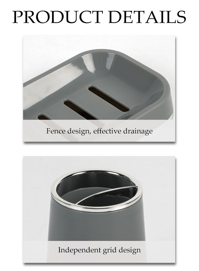 DUNISO 4 Pcs Bathroom Accessories Sets, Complete Bathroom Ensemble Sets Includes Soap Dispenser, Toothbrush Holder, Tumbler, Soap Dish for Bath Decor, Home Apartment Modern Bathroom Decor Vanity Countertop - Image 3