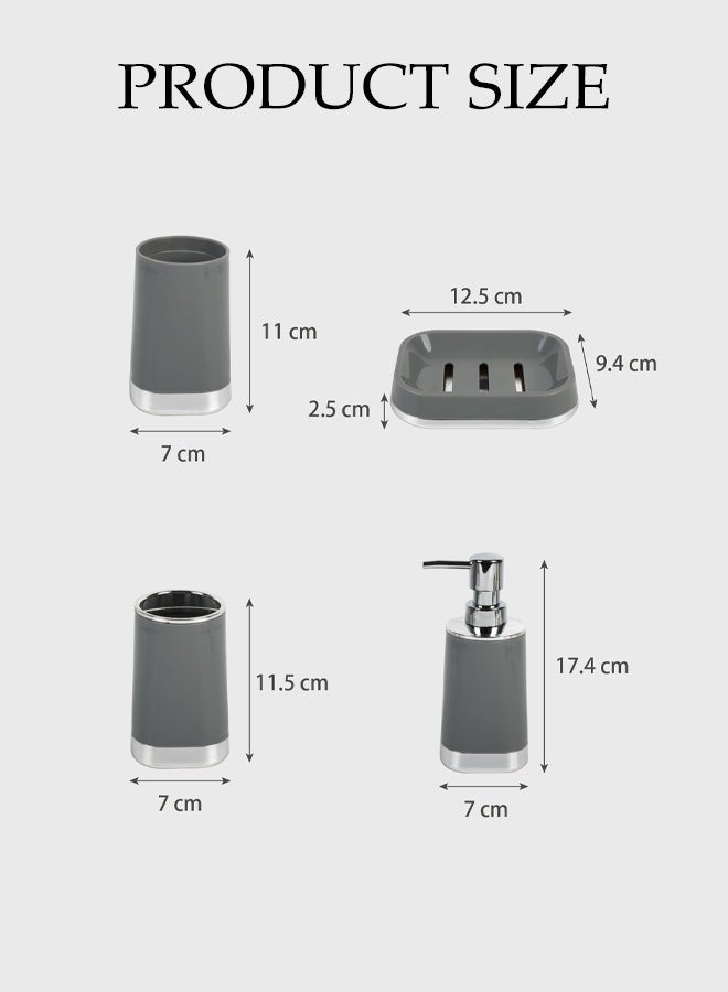 DUNISO 4 Pcs Bathroom Accessories Sets, Complete Bathroom Ensemble Sets Includes Soap Dispenser, Toothbrush Holder, Tumbler, Soap Dish for Bath Decor, Home Apartment Modern Bathroom Decor Vanity Countertop - Image 2