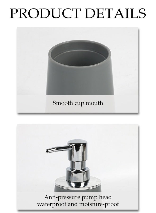 DUNISO 4 Pcs Bathroom Accessories Sets, Complete Bathroom Ensemble Sets Includes Soap Dispenser, Toothbrush Holder, Tumbler, Soap Dish for Bath Decor, Home Apartment Modern Bathroom Decor Vanity Countertop - Image 4