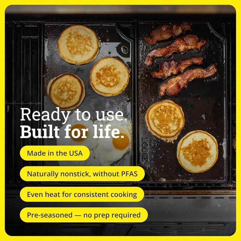 Lodge Pre Seasoned Cast Iron Rectangular Reversible Grill/Griddle, Black, 16.75 X 9.5 Inch,LDP3 - Image 3