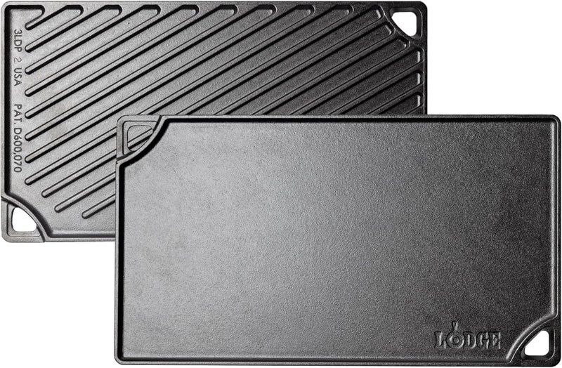 Lodge Pre Seasoned Cast Iron Rectangular Reversible Grill/Griddle, Black, 16.75 X 9.5 Inch,LDP3 - Image 1