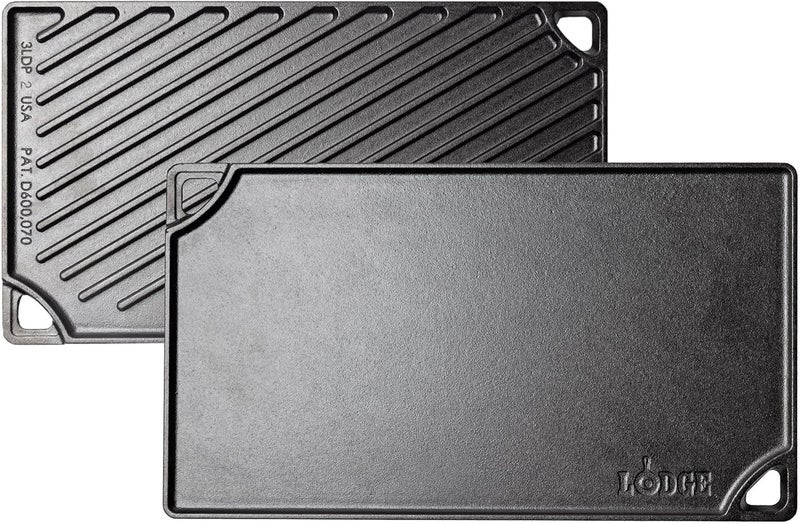 Lodge Pre Seasoned Cast Iron Rectangular Reversible Grill/Griddle, Black, 16.75 X 9.5 Inch,LDP3 - Image 2