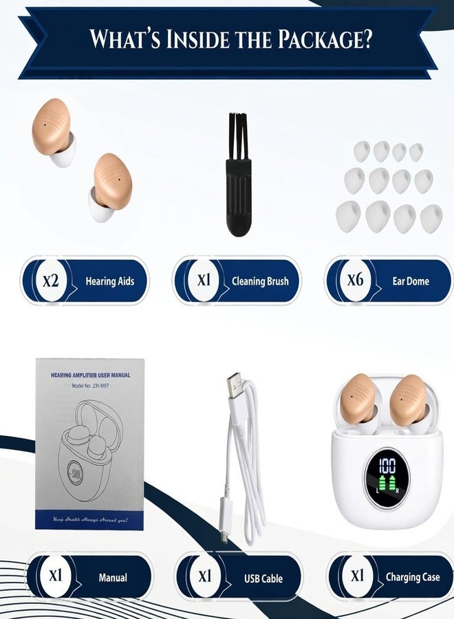 Shrandi Hearing Aids, Rechargeable Hearing Aids for Seniors, Portable Hearing Amplifiers with Noise Cancelling and Volume Control, Digital Hearing Assist Devices with A Travel Charging Box (B1) - Image 5