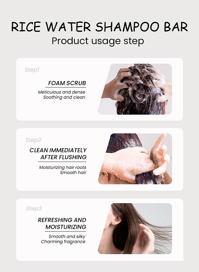 EELHOE Rice Water Shampoo Bar -  Rice Water Solid Shampoo Bar for Hair Growth Rice Water protein Shampoo Bar for Strengthening Weak or Damaged Hair Thinning Hair & Hair Loss Soap 60g - Image 5