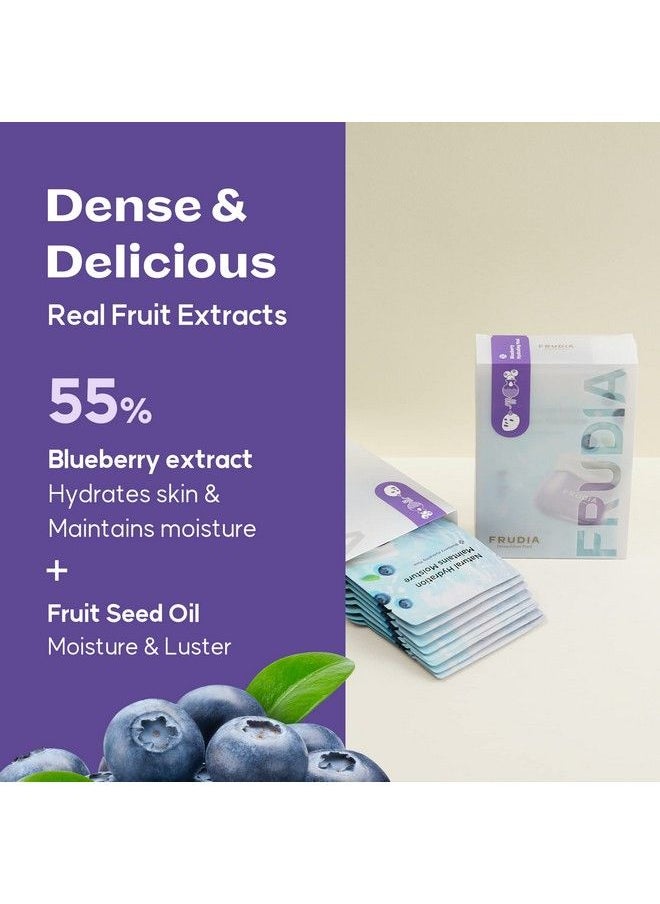 frudia - Blueberry Hydrating Mask ; Korean Face Mask Skin Care For Men & Women ; Hydrating Face Moisturizer Facial Mask W/Blueberry Extracts ; Korean Sheet Mask (Pack Of 10 Sheet Masks 0.67 Fl. Oz) - Image 1