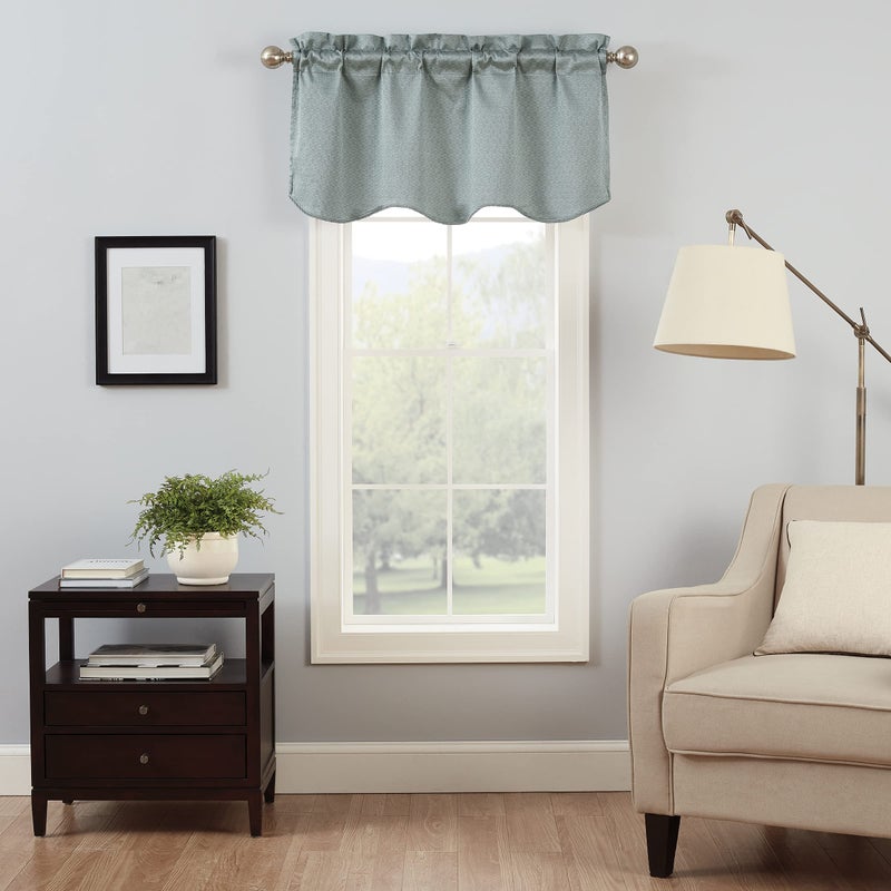 Eclipse Canova Modern Valance Rod Pocket Window Curtain for Kitchen or Bathroom 42 x 21 River Blue