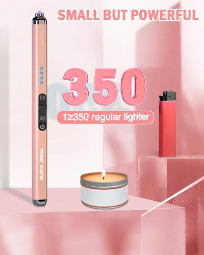 TRONIC MASTER Electric Candle Lighter Valentine's Day Gifts for Women Mom Men Dual Arc USB Rechargeable Windproof Lighter for Candle BBQ Birthday Camping Gift Idals(Rose Gold) - Image 2