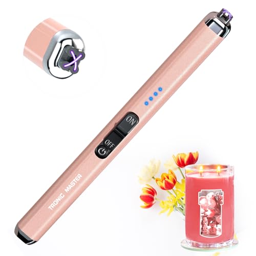 TRONIC MASTER Electric Candle Lighter Valentine's Day Gifts for Women Mom Men Dual Arc USB Rechargeable Windproof Lighter for Candle BBQ Birthday Camping Gift Idals(Rose Gold) - Image 1