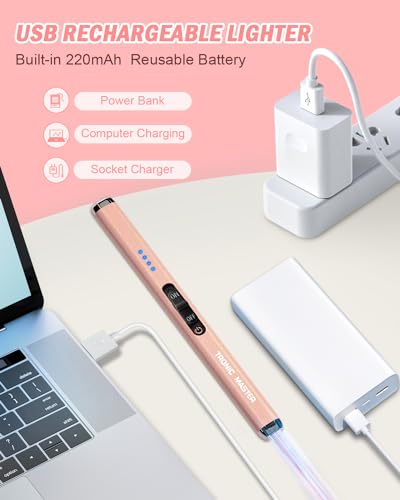 TRONIC MASTER Electric Candle Lighter Valentine's Day Gifts for Women Mom Men Dual Arc USB Rechargeable Windproof Lighter for Candle BBQ Birthday Camping Gift Idals(Rose Gold) - Image 4