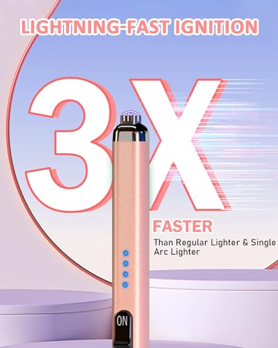 TRONIC MASTER Electric Candle Lighter Valentine's Day Gifts for Women Mom Men Dual Arc USB Rechargeable Windproof Lighter for Candle BBQ Birthday Camping Gift Idals(Rose Gold) - Image 3