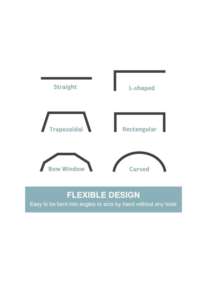 The Bros Flexible Bendable Curved Ceiling Curtain Track, RV Mount System With Rail, Ceiling Mount Curtain Rod (8 ft) - Image 4