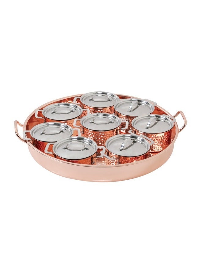 السنيدي صينية فطور، صواني تقديم فطور، نحاسي، مقاس 41.5 سم - Image 1