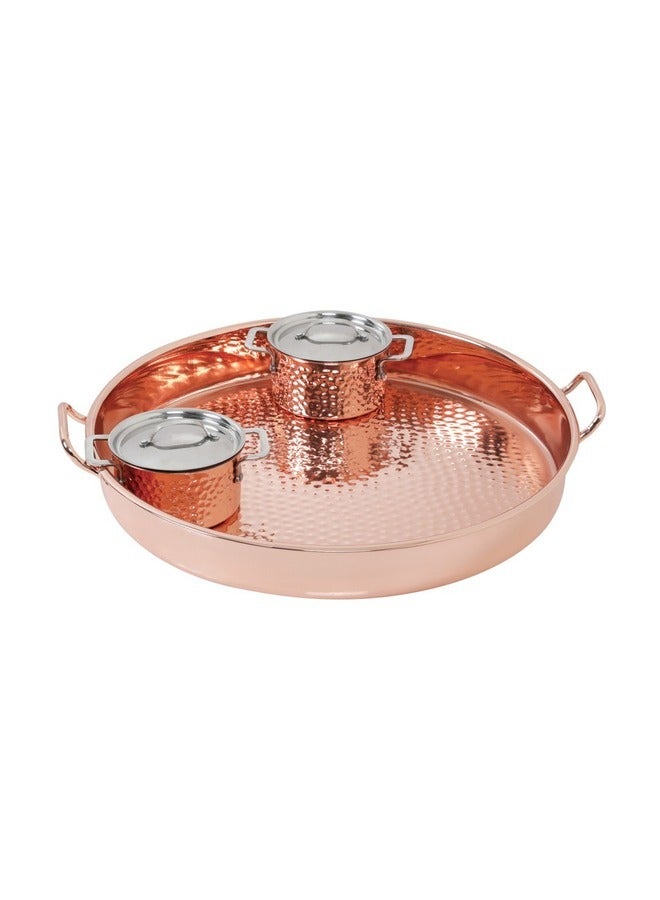 السنيدي صينية فطور، صواني تقديم فطور، نحاسي، مقاس 41.5 سم - Image 2