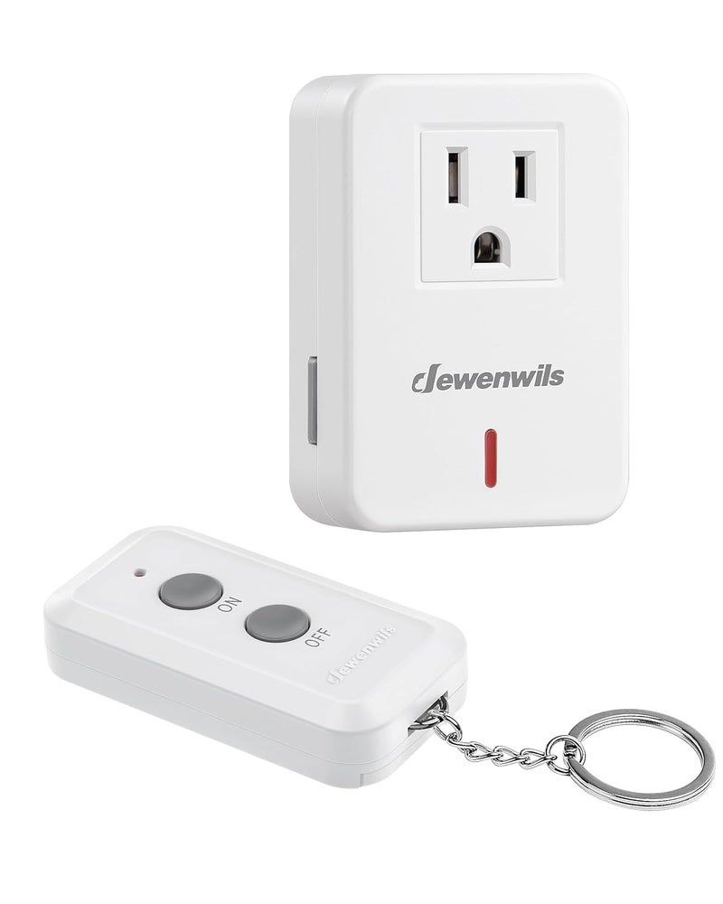 DEWENWILS Indoor Remote Control Outlet, Expandable Remote Light Switch Kit, Wireless On Off Power Switch for Christmas Light, 100ft RF Range, Compact Design, White - Image 1