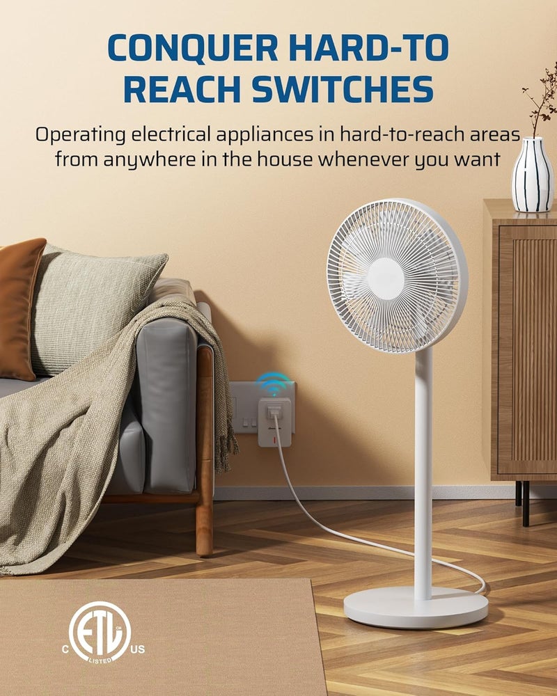 DEWENWILS Indoor Remote Control Outlet, Expandable Remote Light Switch Kit, Wireless On Off Power Switch for Christmas Light, 100ft RF Range, Compact Design, White - Image 3