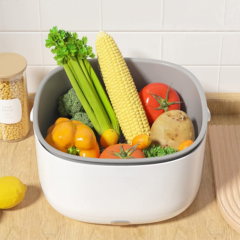 Crobat Electric Kitchen Vegetable Fruit Drain Basket Double Layer Strainer Drain Baskets - Image 1