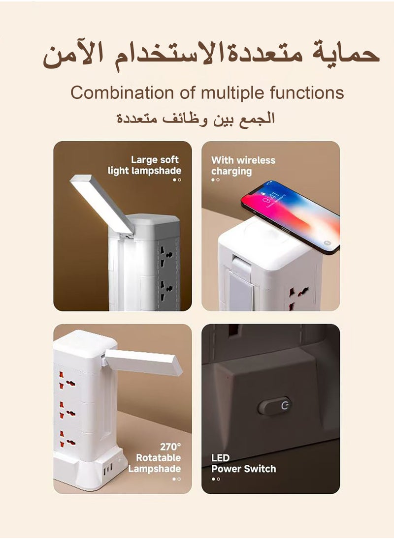 Generic - Tower strip Socket multi-function extension cord tower wireless charging power extension tower small night lighthouse socket - Image 1