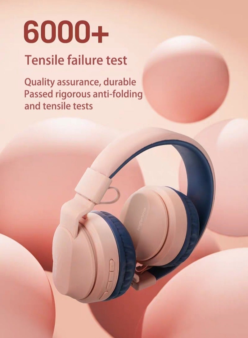 fingertime BOBO-1 Bluetooth Earbuds Bluetooth Headphones Over Ear Wireless Earphones Kids Headphones Soft Earmuffs & Lightweight for Long Time Wearing (Pink) - Image 5