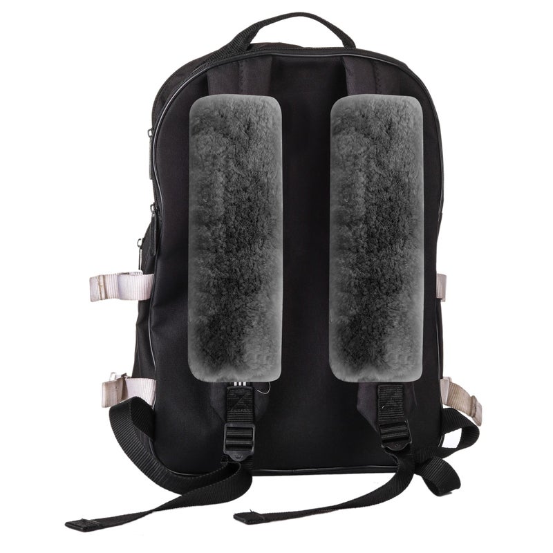 Amooca Authentic Sheepskin Seatbelt Cover Real Wool Car Truck Suv Airplane Seat Belt Shoulder Pad For Carmera Backpack Straps Neck Cushion Protector 2 Pack Dark Grey - Image 5
