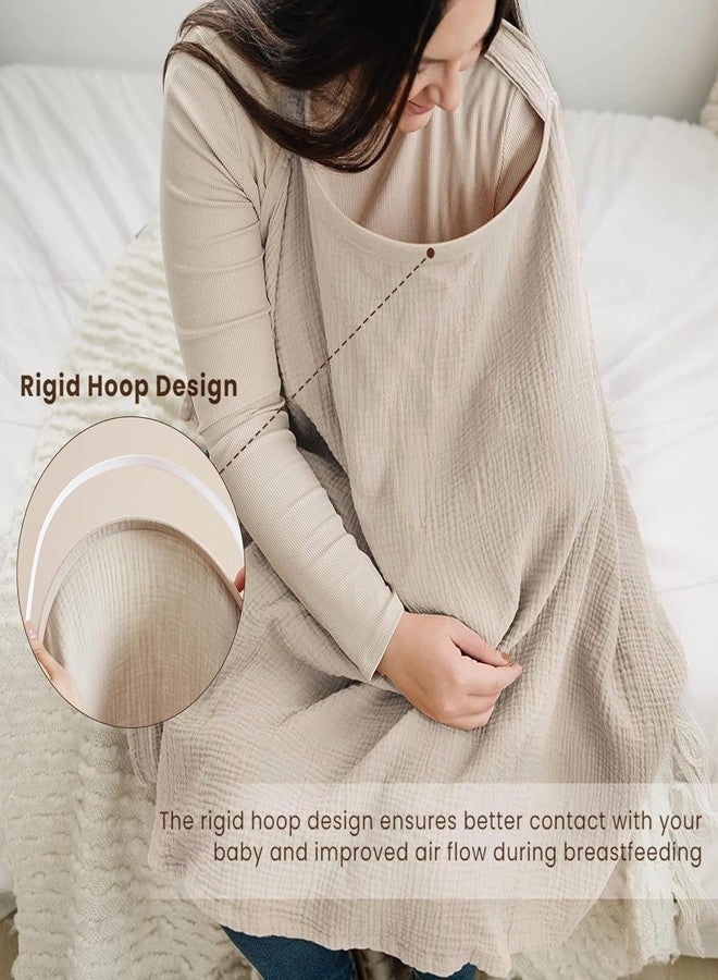 LAYZOO Muslin Nursing Cover for Baby Breastfeeding, Breathable 100% Cotton Breastfeeding Cover with Rigid Hoop for Mother Nursing Apron, Multi-use Carseat Canopy - Image 3