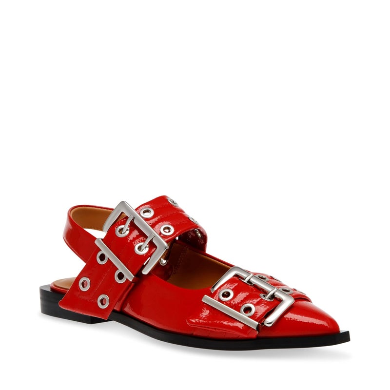 Steve Madden Womens Graya Flat Red Patent 9