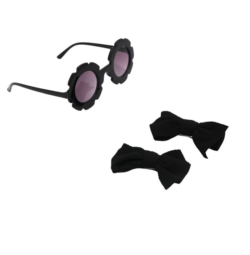 دىدانيالا طقم دانا نظارة ومشابك شعر فيونكة للأطفال والبنات - أسود - Image 1