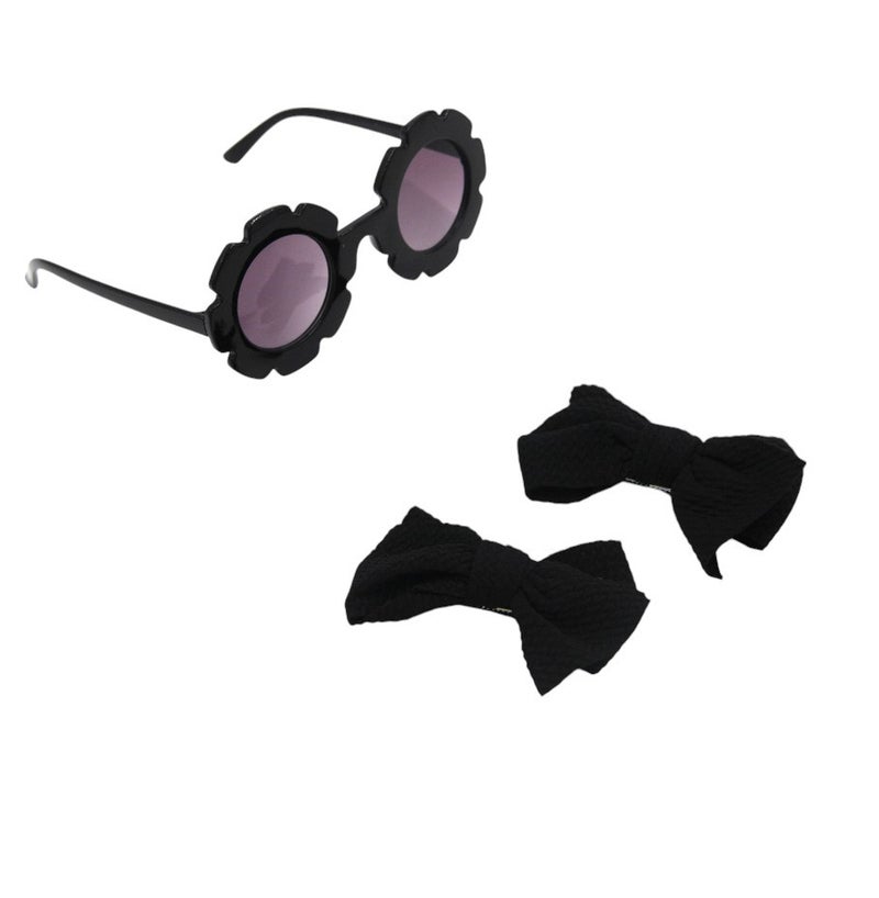 دىدانيالا طقم دانا نظارة ومشابك شعر فيونكة للأطفال والبنات - أسود - Image 3