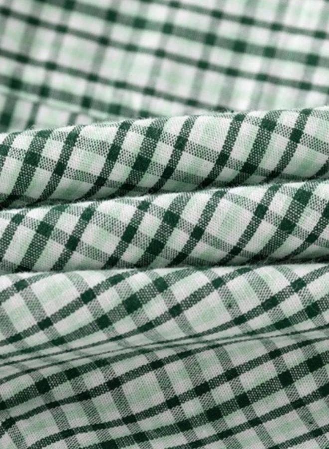 YUNIQEE Green Collared Short Sleeve Checkered Shirt