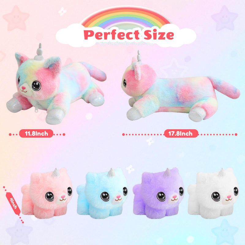 SQEQE Unicorn Cat Plush Mommy Cat Unicorn with 4 Cute Baby Kittens - Plushies Birthday Gifts for Boys and Girls - Image 2