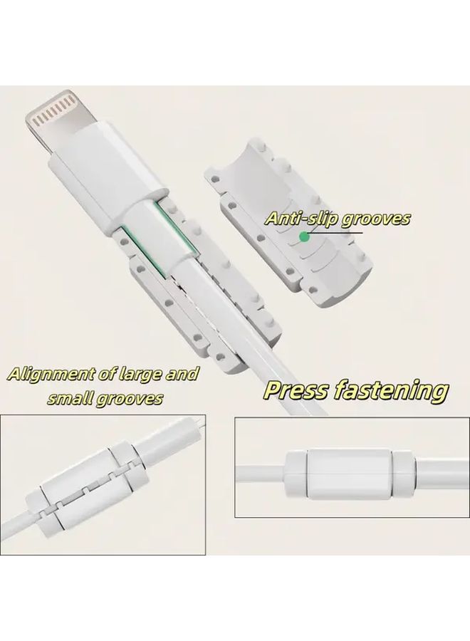 White 4pcs PVC Cable Protector Anti Breakage Cord Reinforcement for Phone Tablet - Image 2